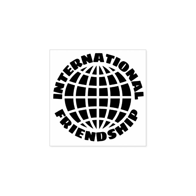 Sello De Caucho Amistad internacional con icono del globo terráque (Impresión)