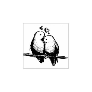 Sello De Caucho Amor Aves Rubbir Stamp