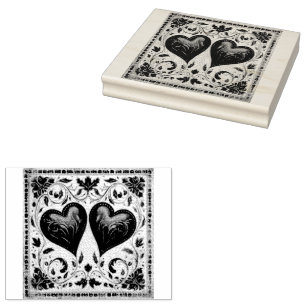 Sello De Caucho Amor rafado: Gouache Valentine Hearts