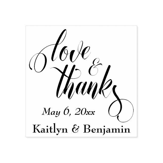 Sello De Caucho Amor y gracias guión detallado con tus detalles (Impresión)