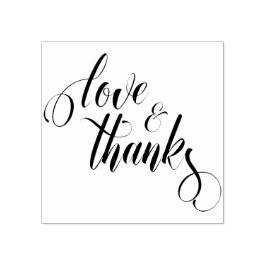 Sello De Caucho Amor y gracias Tipografía elaborada de guiones