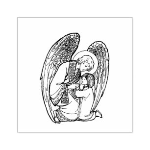 Sello De Caucho Ángel de la guarda religioso con niño