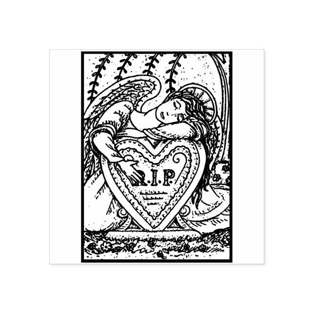 SELLO DE CAUCHO ANGEL GUARDIANO AMABLE, CEMETERY QEPD GOMA DE GOMA (Impresión)