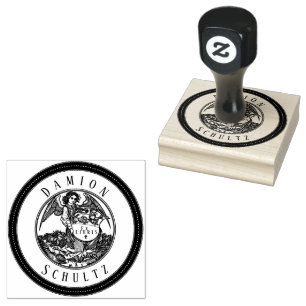 Sello De Caucho Ángel Vintage Scroll Ex Libris Name Rubber Stamp