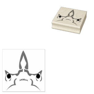 Sello De Caucho Angry Hammerhead Shark Line Art
