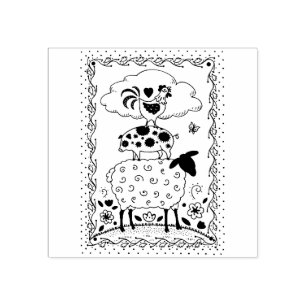 SELLO DE CAUCHO ANIMALES DE LA GRANJA DE ARTE FOLLAR OVEJAS PIG RO