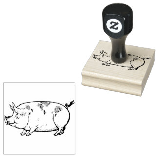 Sello De Caucho Animales de la granja de cerdos Ilustración de la 