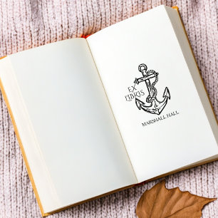 Sello De Caucho Antigua Biblioteca de Anchor Vintage Ex Libris