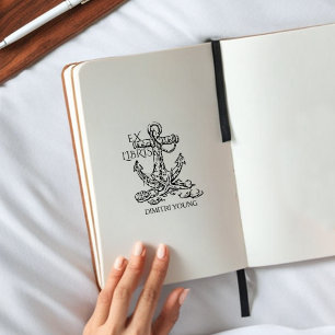 Sello De Caucho Antigua Biblioteca de Anchor Vintage Ex Libris