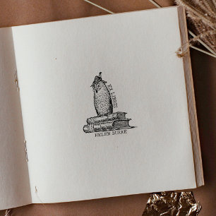 Sello De Caucho Antiguas Lechuzas de Libris, libro de la bibliotec