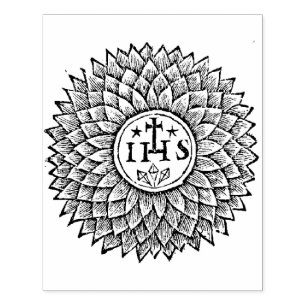 Sello De Caucho Antiguo estampado de goma IHS en Christogram