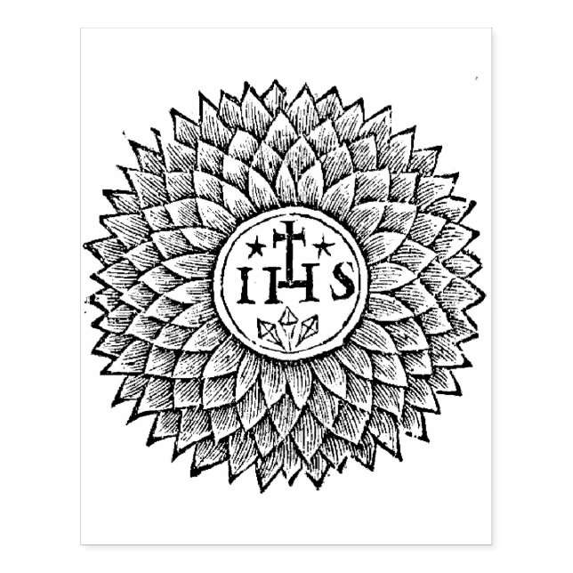 Sello De Caucho Antiguo estampado de goma IHS en Christogram (Impresión)