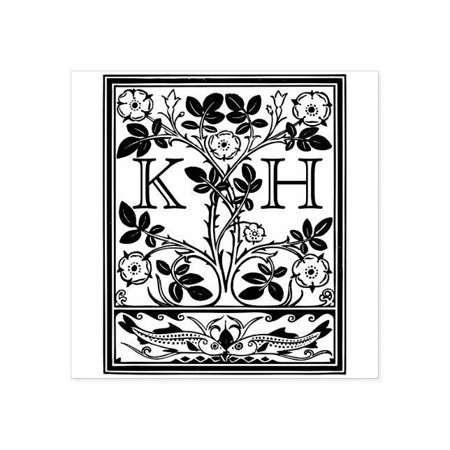 Sello De Caucho Antiguo ex Libris Iniciales Desert Rosa (Impresión)