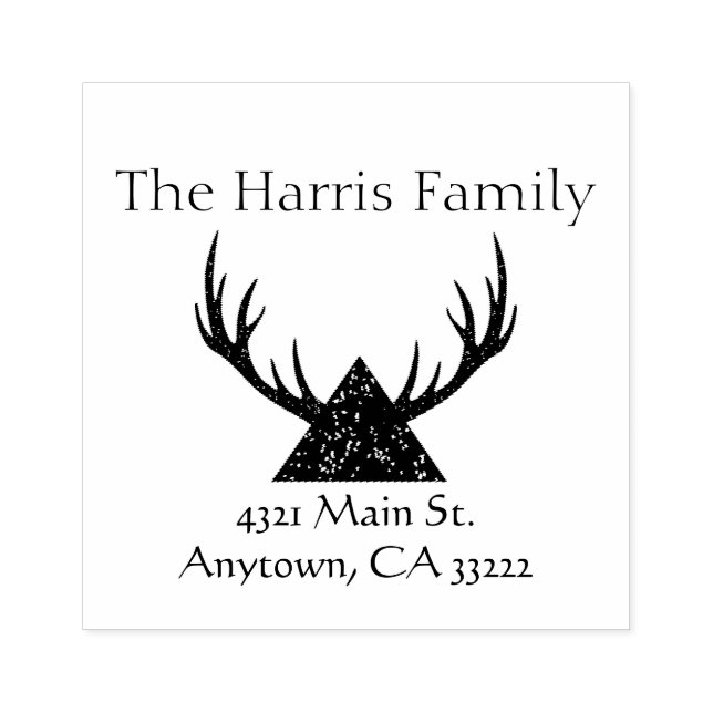 Sello De Caucho Antlers Silhouette Personalizada (Impresión)