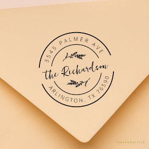 Sello De Caucho Apellido Dirección de Devolución Logotipo Redondo 