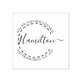 Sello De Caucho Apellido manuscrito Dirección circular personaliza
