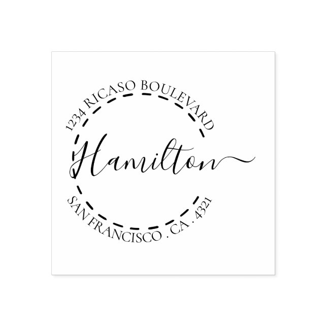 Sello De Caucho Apellido manuscrito Dirección circular personaliza (Impresión)