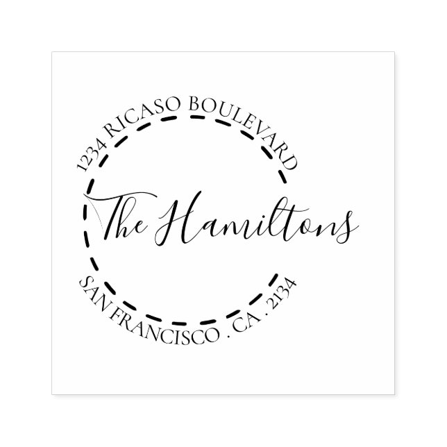 Sello De Caucho Apellido manuscrito Dirección circular personaliza (Impresión)