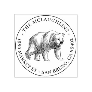 Sello De Caucho Apellido redondo del bosquejo el   del oso y