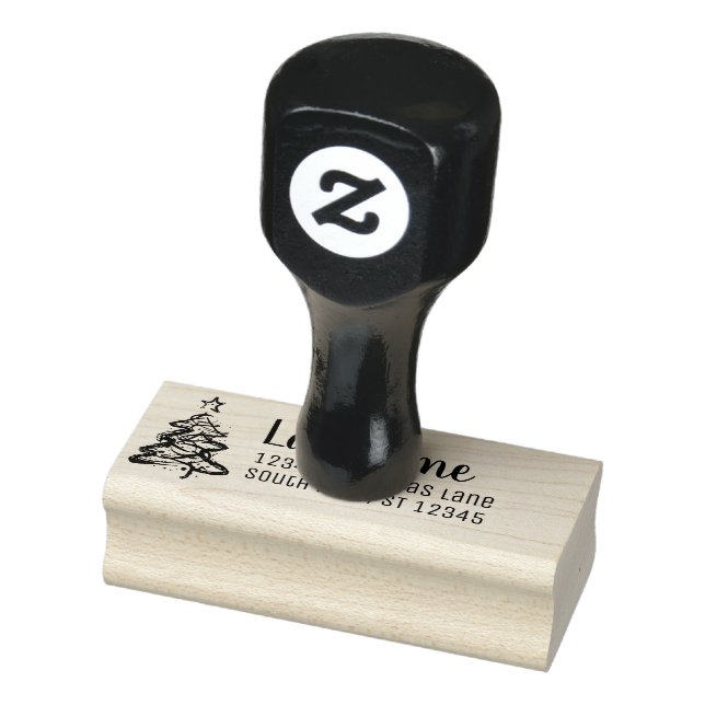 Sello De Caucho Apellido y dirección de devolución Árbol de Navida (Sello)