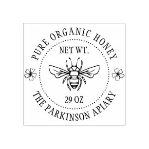 Sello De Caucho Apiario del Ilustracion Floral Honey Bee