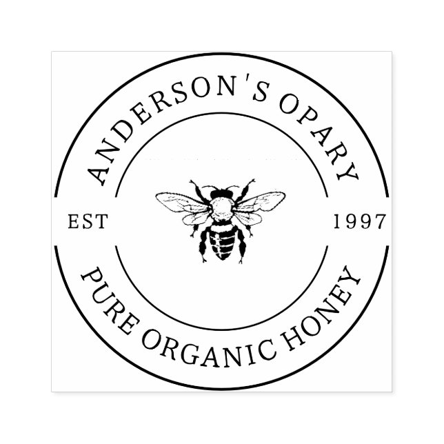 Sello De Caucho Apiario Rústico de Propietarios Familiares Miel Re (Impresión)