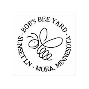 Sello De Caucho Apio de texto manuscrito de Honey Bee Doodle Casua