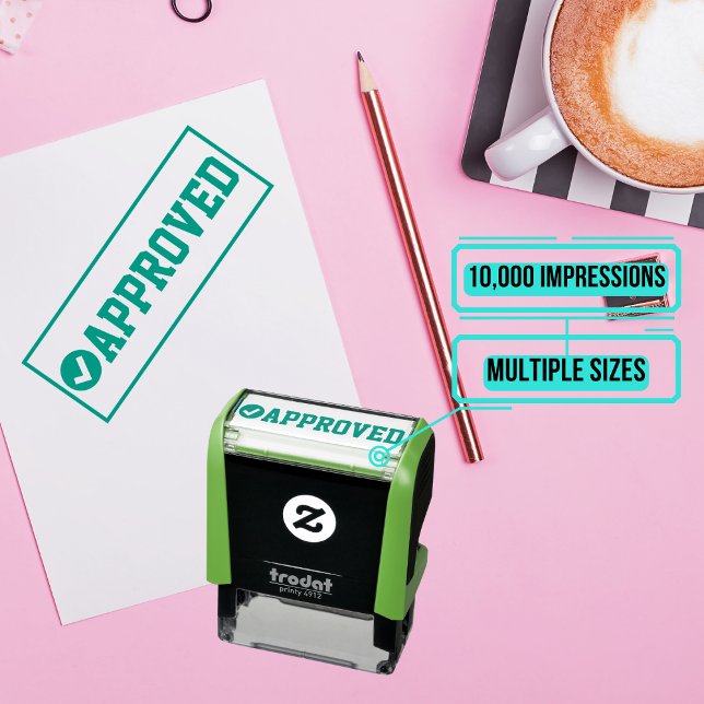 Sello de caucho: aprobado (Use this stamp to approve/decline invoices or other documents.)