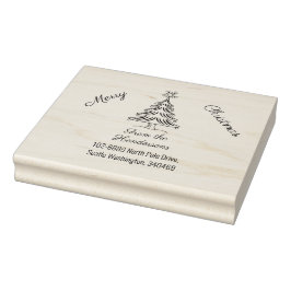 Sello De Caucho Árbol de Navidad, Feliz Navidad, nombre y direcció