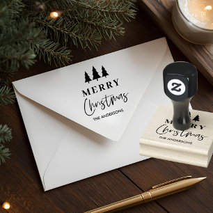 Sello De Caucho Árbol de Navidad Minimalista Personalizado