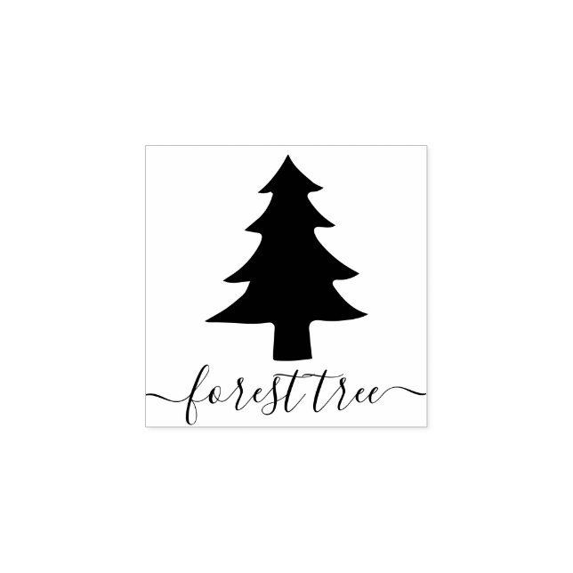 Sello De Caucho Árbol de Navidad Simple Alegre (Impresión)