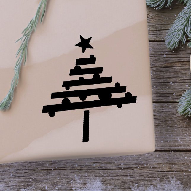 Sello De Caucho Árbol de Navidad simple con vacaciones estelares (Subido por el creador)
