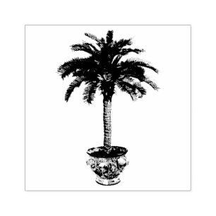Sello De Caucho Árbol de palmas con poto