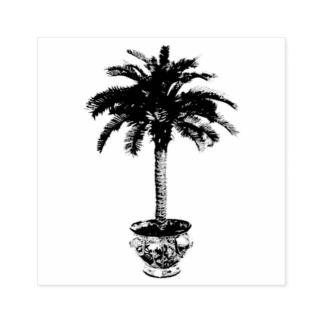 Sello De Caucho Árbol de palmas con poto (Impresión)
