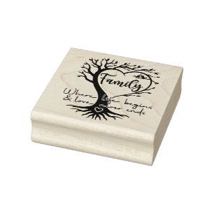 Sello De Caucho Árbol genealógico donde la vida comienza y el amor