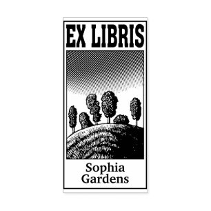 Sello De Caucho Árboles en una colina ex libris