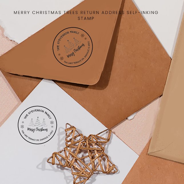 Sello De Caucho Árboles navideños (Merry Christmas Trees Rubber Stamp)