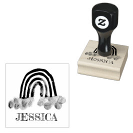 Sello De Caucho Arcoiris Cute Niños Acuarela Moderna