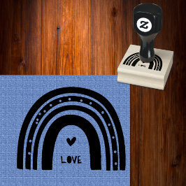 Sello De Caucho Arcoiris moderno de Boho con acento cardíaco peque