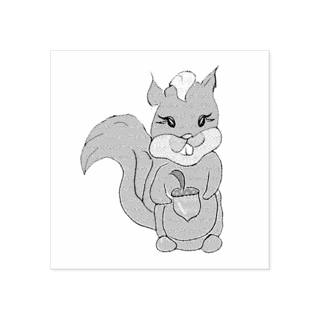 Sello De Caucho Ardilla caprina con maíz (Impresión)