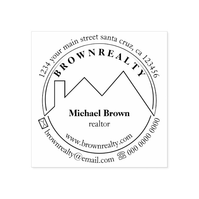 Sello De Caucho Arquitecto Roof Simple Realtor (Impresión)