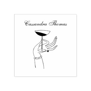 Sello De Caucho Art Deco Lady's Hand Holding Champagne Glass