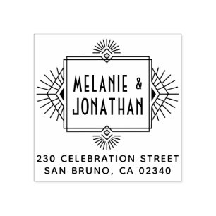 Sello De Caucho Art déco que casa el remite del marco