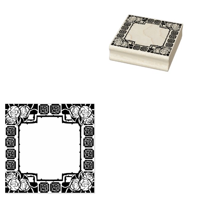 Sello De Caucho Art Nouveau Rose Border Rubber Stamp (Sellado)