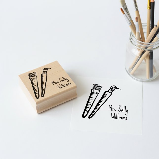 Sello De Caucho Art Teacher Name Stamp - Square Signature Stamper (Personalized signature stamp for an art teacher. 🖌️🎨)