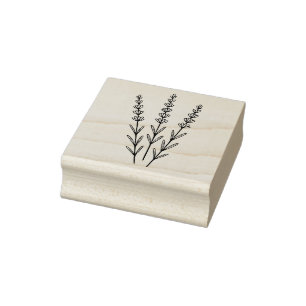 Sello De Caucho Arte Botánico Minimalista de Ramilletes de Lavanda