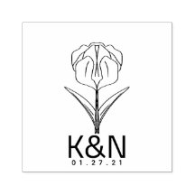 Arte de línea de tulipanes florales Logo inicial B