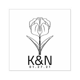 Sello De Caucho Arte de línea de tulipanes florales Logo inicial B