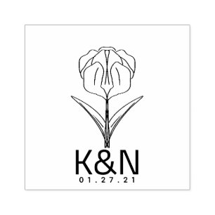 Sello De Caucho Arte de línea de tulipanes florales Logotipo inici