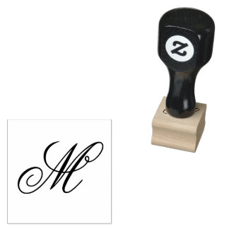 Sello De Caucho Arte de madera con inicial de monograma elegante